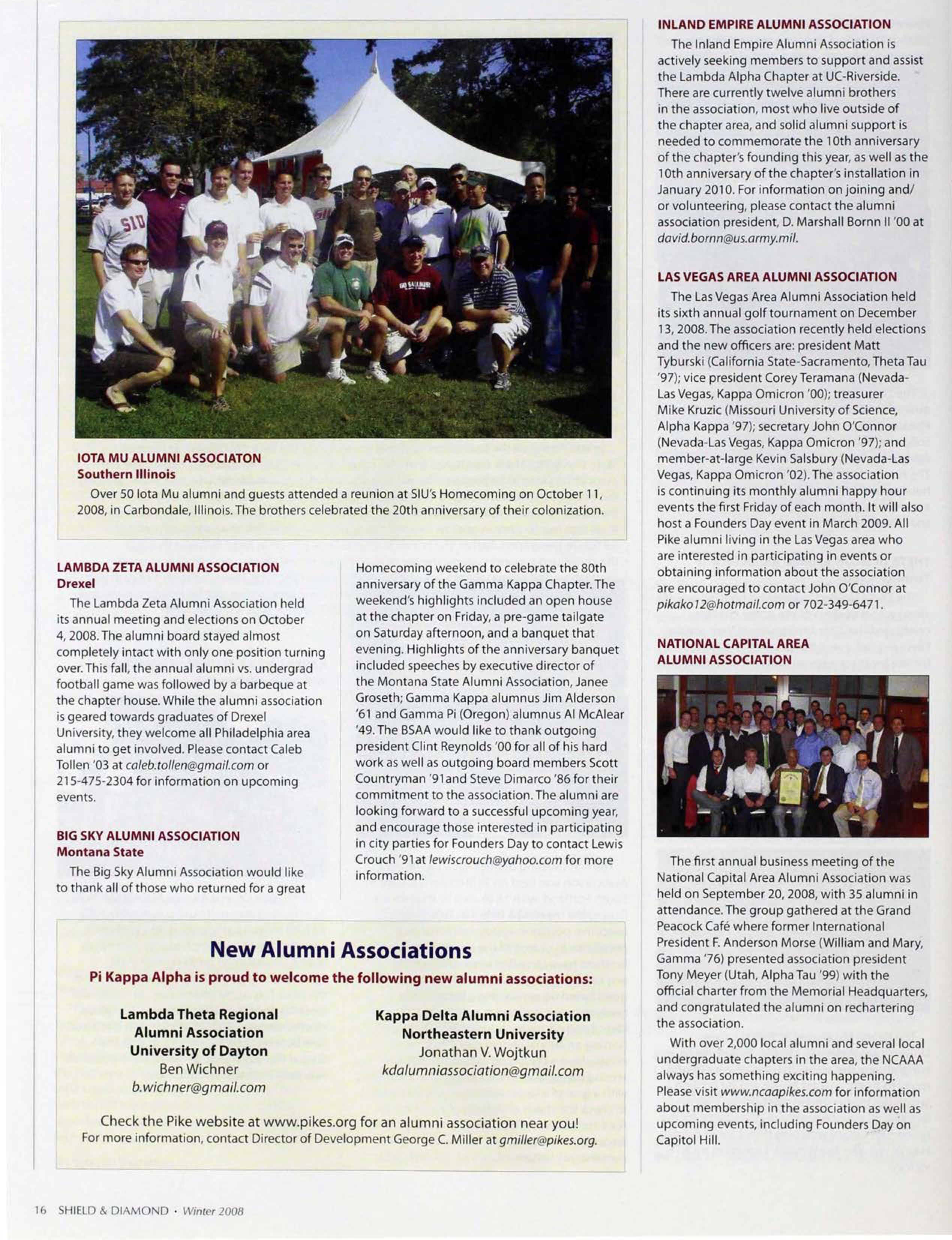 New Alumni Associations, Winter 2008